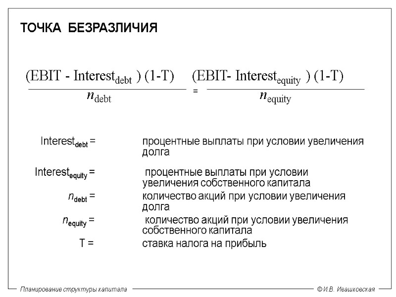 Interestdebt =  процентные выплаты при условии увеличения долга     Interestequity